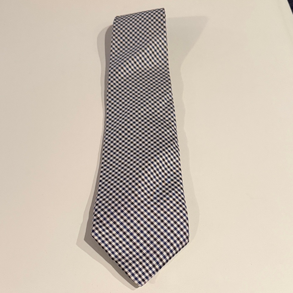 Tommy Hilfiger Navy and White Checkered Tie